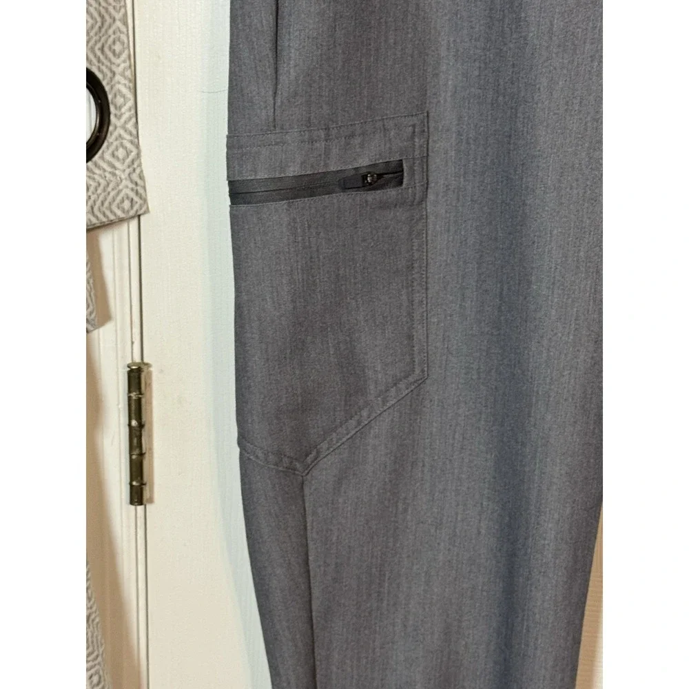 FIGS Zamora Jogger Scrub Pants Gray Teal Zip Cargo Pocket XL
